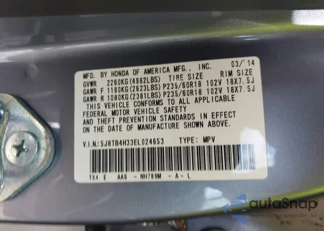2014 Acura Rdx from USA, damaged, VIN 5J8TB4H33EL024653